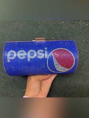 Pepsi Blue and Red Rhinestone bag clutch